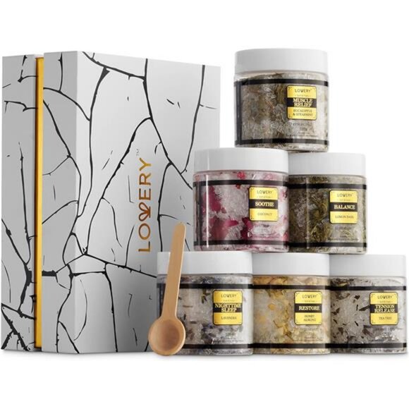 Epsom Bath Salts Gift Set, Relaxing Spa Salt W/Essential Oils, Mothers Day - Picture 1 of 8